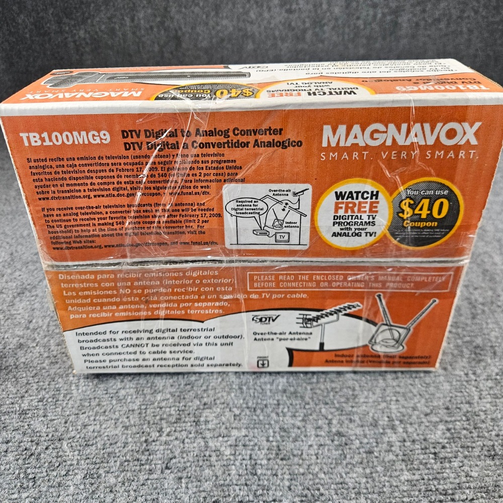 Magnavox TB100MG9 DTV Digital to Analog Converter Box‎ SDTV Tuner Black NIB